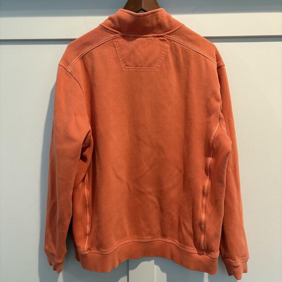 Tommy Bahama Sweater Mens Large Orange Cotton Quarter Zip Marlin Logo Pullover - Picture 7 of 13
